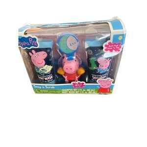 PEPPA PIG Soap & Scrub KIDS GIFT SET Body Wash Bath Pouf and Shampoo